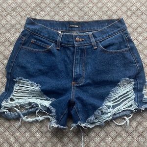 Fashion Nova distressed high-waisted shorts
